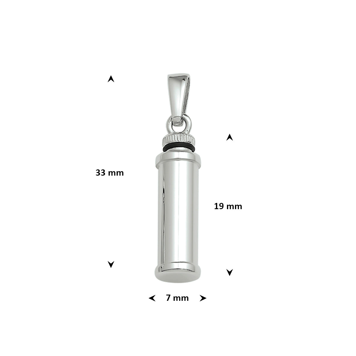 Urnenanhänger Röhre 19 mm Silber rhodiniert