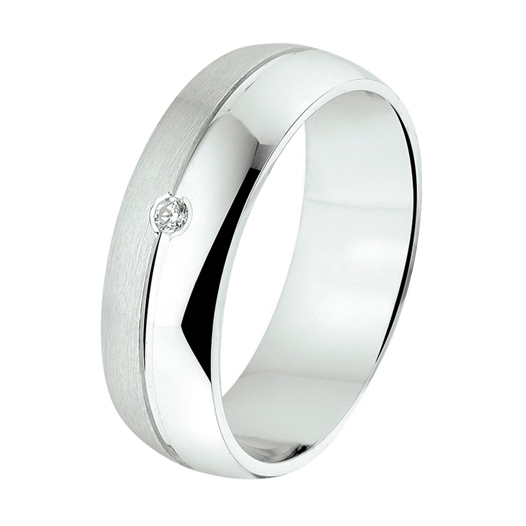 Ring A205 – 6 mm – mit CZ-Silber rhodiniert