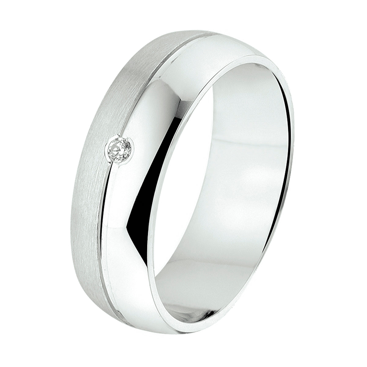ring a205 - 6 mm - met cz zilver gerhodineerd