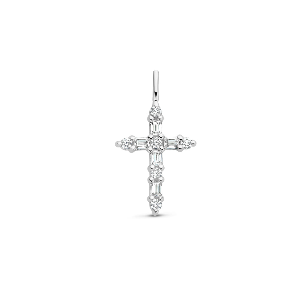 Anhänger Kreuz Zirkonia Silber rhodiniert