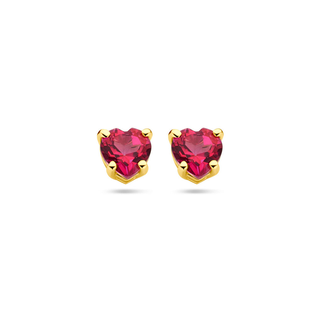Ohrstecker Herz rosa Topas 14K Gelbgold