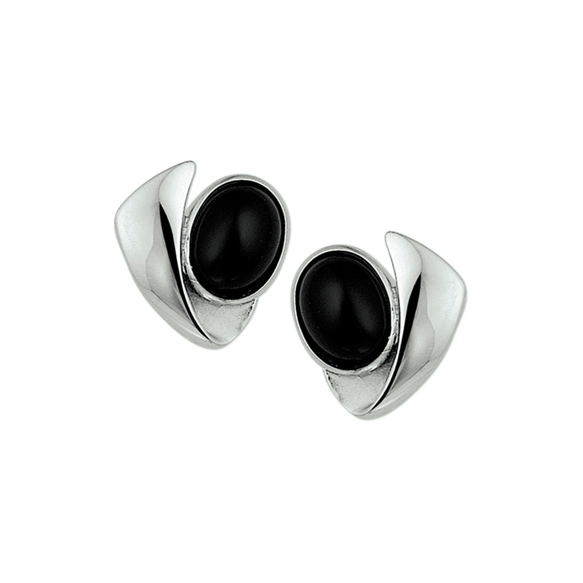 Ohrstecker Onyx Silber rhodiniert