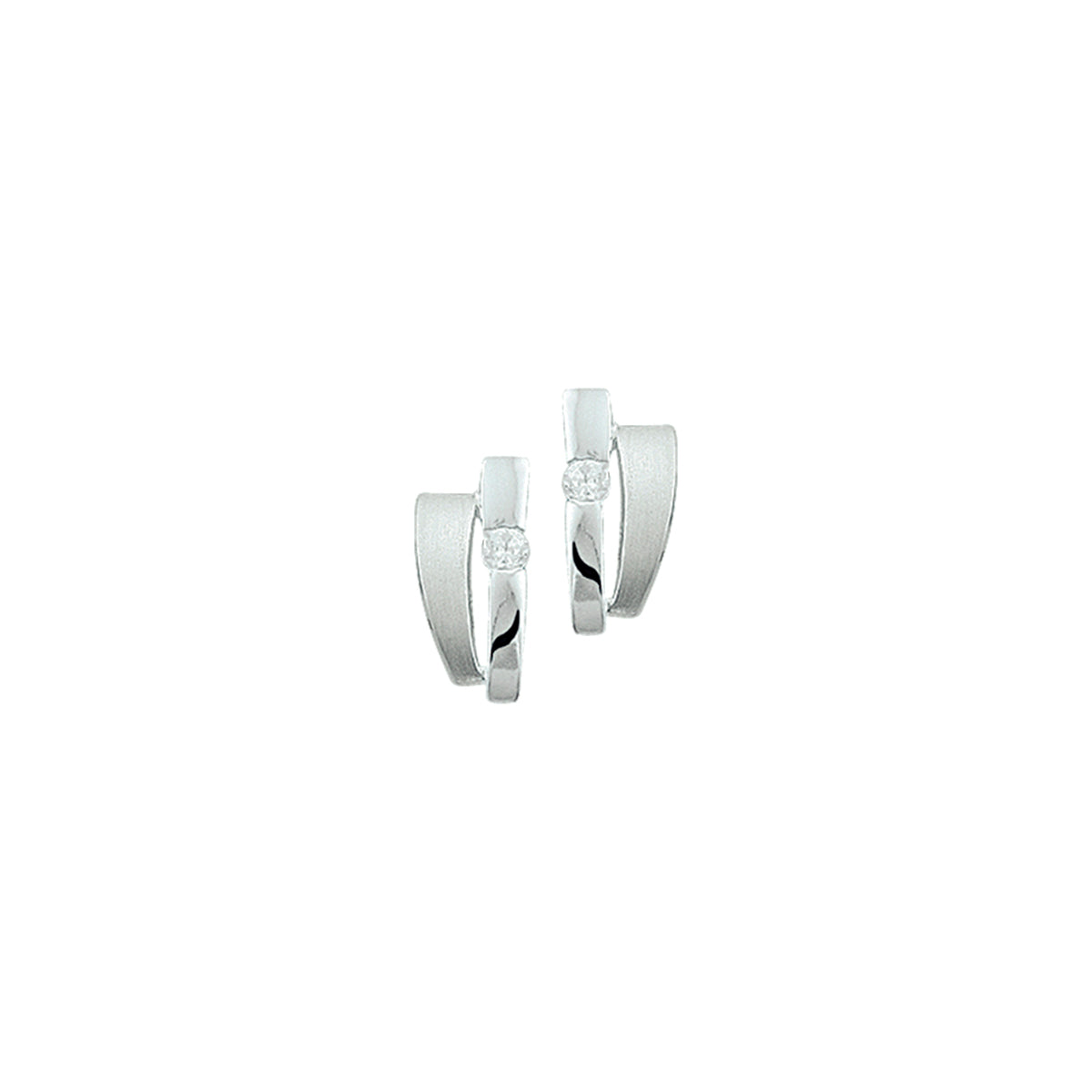 Ohrstecker Zirkonia Poly/Silber matt rhodiniert