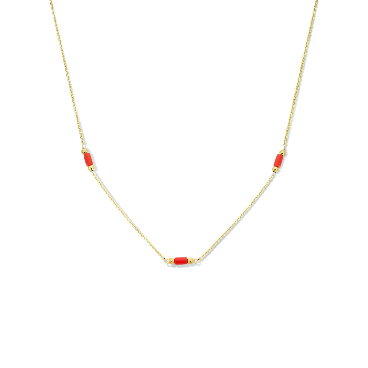 Korallenkette 40 - 42 cm 14K Gelbgold