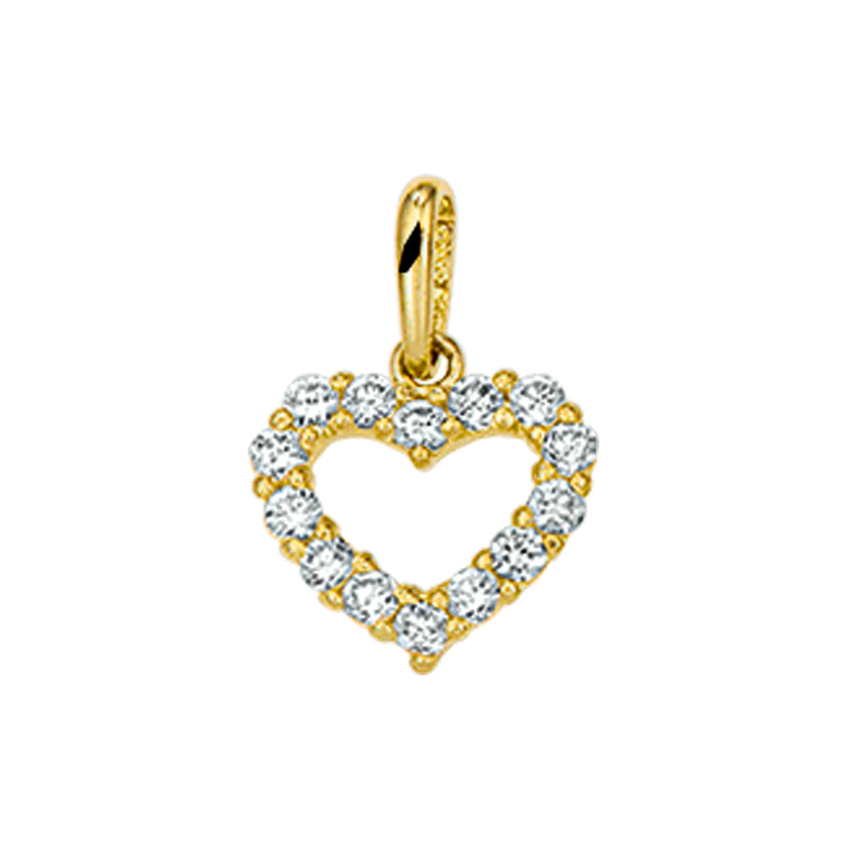hanger hart zirkonia 14K geelgoud