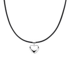 Halskette Herz 38 + 6 cm Silber rhodiniert mit Gummi/Nylon/Leder