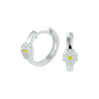 Klappcreolen Blume Emaille Silber rhodiniert