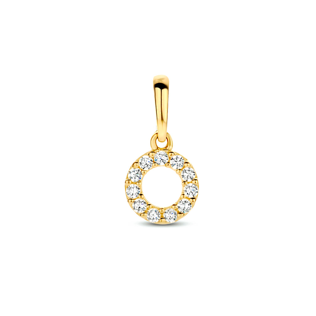 Anhänger rund Zirkonia 6,5 mm 14K Gelbgold