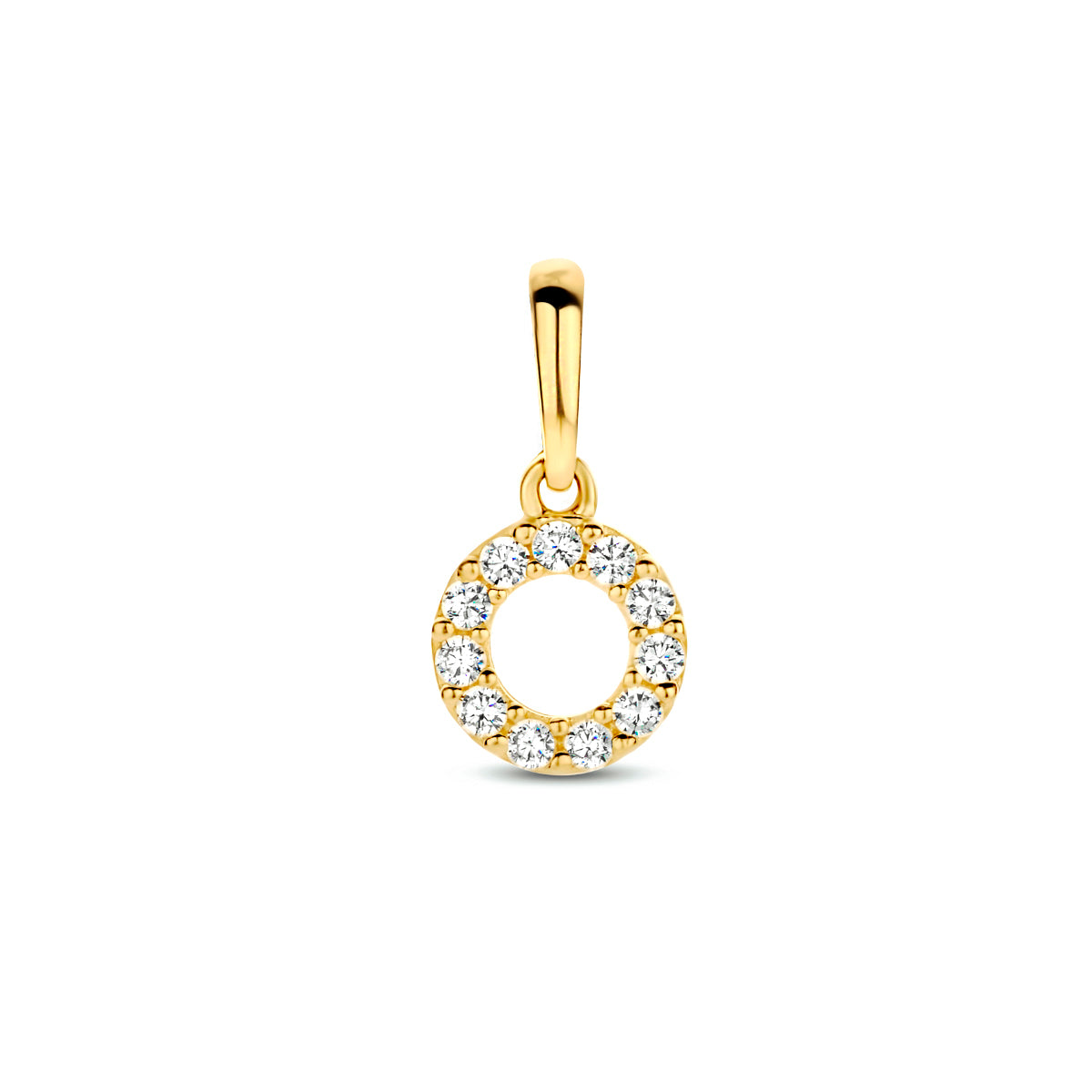 Anhänger rund Zirkonia 6,5 mm 14K Gelbgold