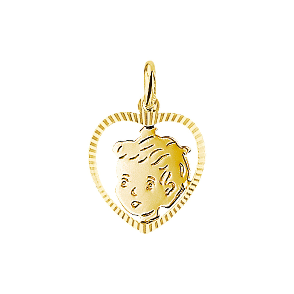 hanger jongen hart gediamanteerd 16,5 mm 14K geelgoud