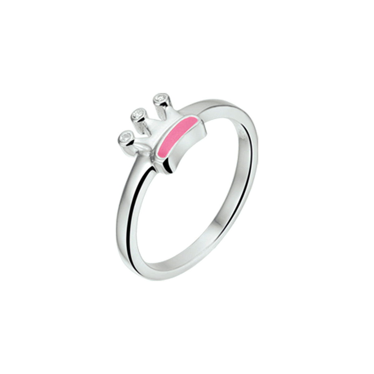 ring kroon en zirkonia emaille zilver wit