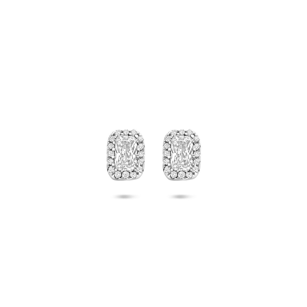 Ohrstecker Zirkonia 7 mm rhodiniertes Silber