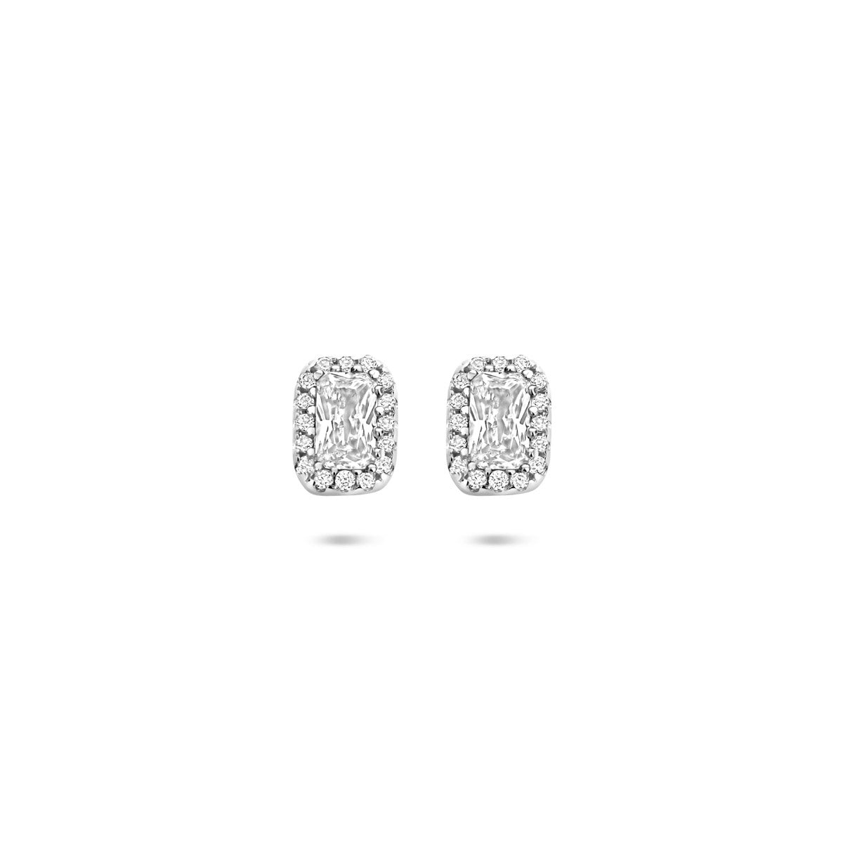 Ohrstecker Zirkonia 7 mm rhodiniertes Silber