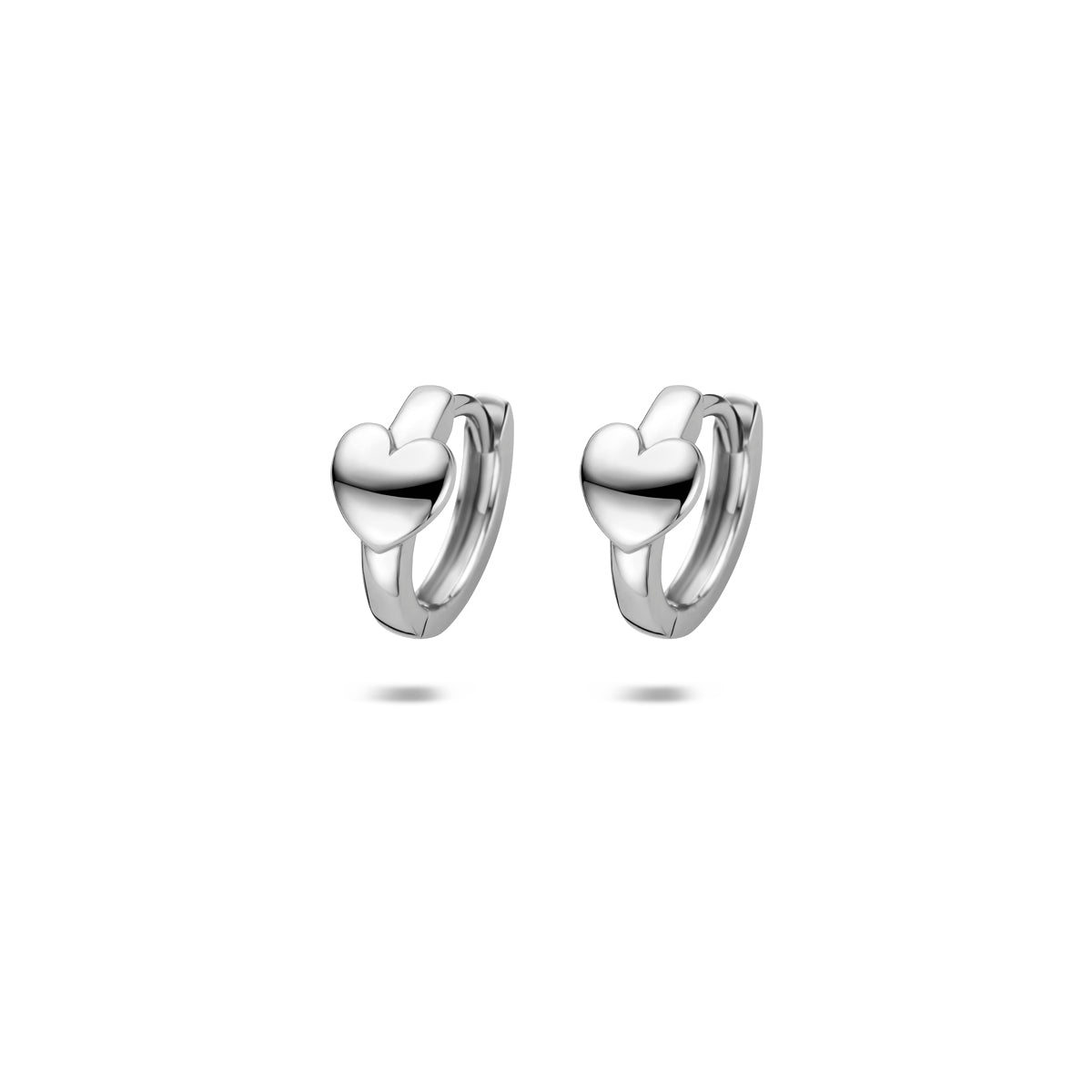 klapoorringen hart 11,5 mm zilver gerhodineerd - vlak