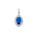 hanger zirkonia saffier halo zilver gerhodineerd