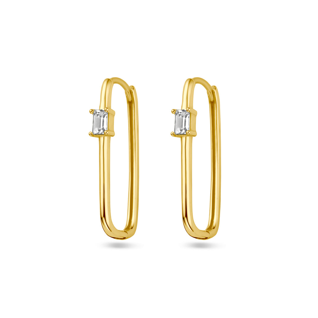 klapoorringen paperclip zirkonia 1 micron zilver verguld (geel)