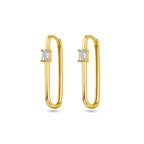 klapoorringen paperclip zirkonia 1 micron zilver verguld (geel)