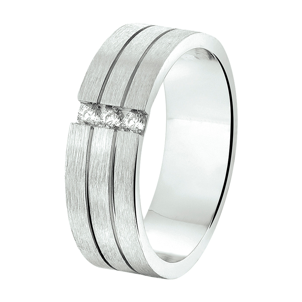 ring a207 - 6 mm - met cz zilver gerhodineerd