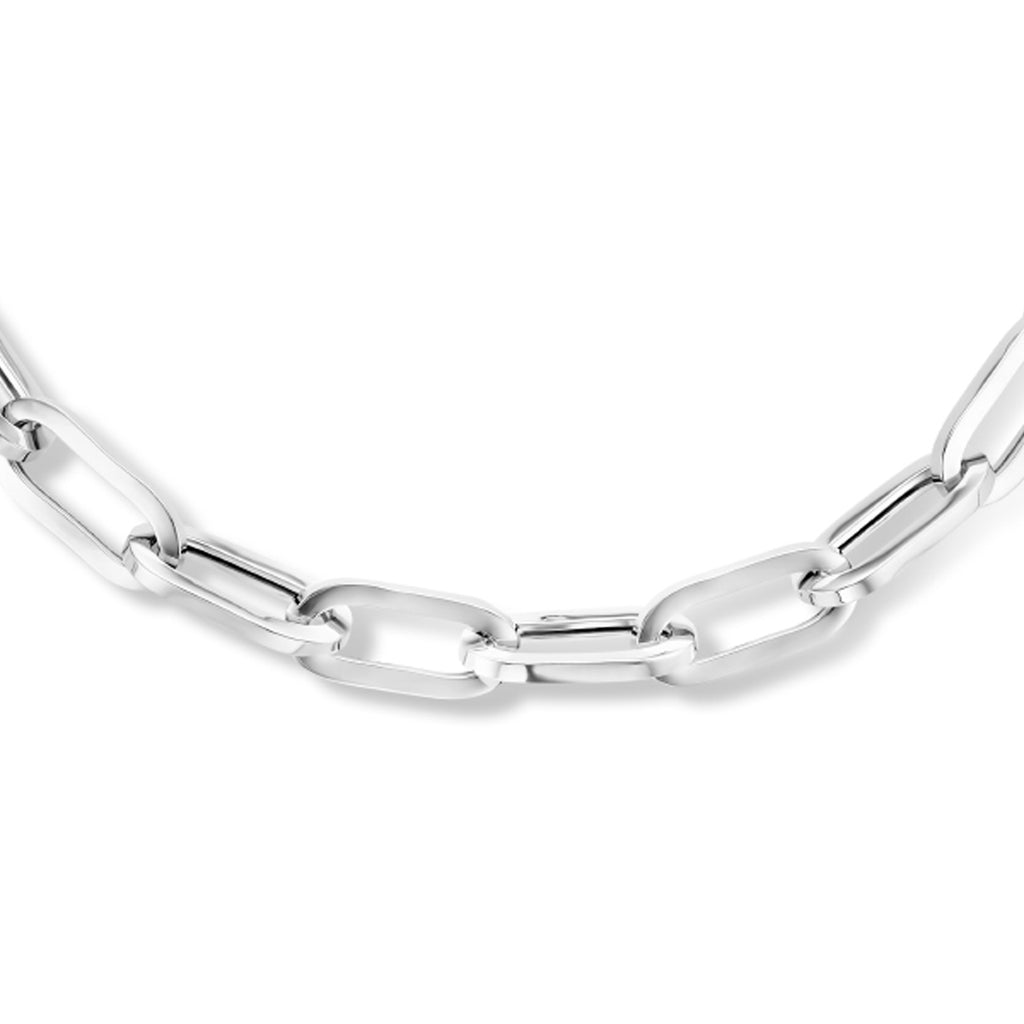 collier paperclip vierkante buis 10,5 mm 46 cm zilver gerhodineerd