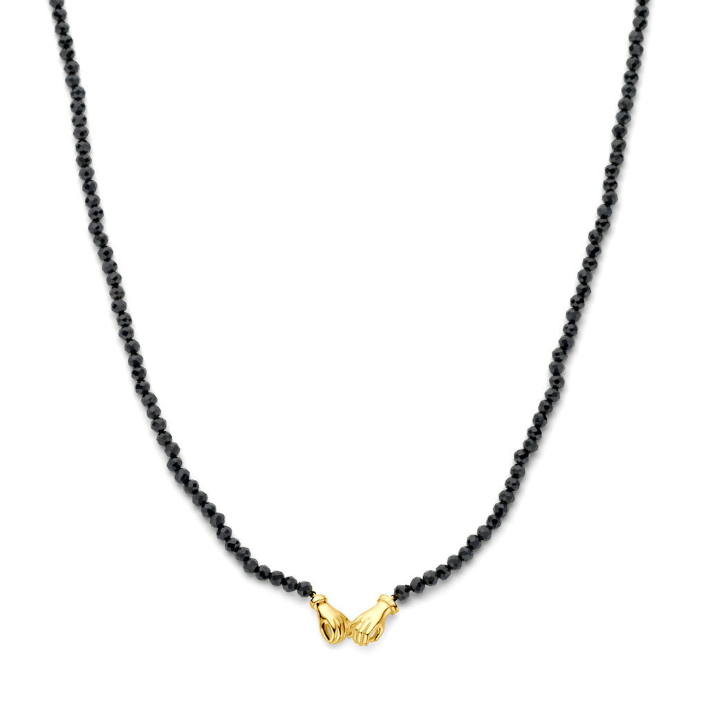 Halskette Onyx 40 + 5 cm 3 Mikron vergoldet (gelb)