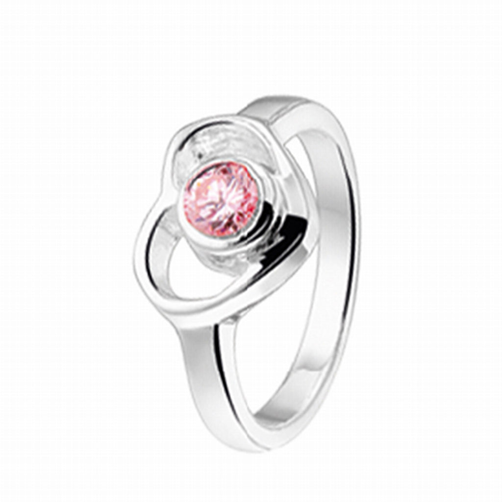 Ring Herz rosa Zirkonia rhodiniertes Silber