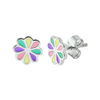 oorknoppen bloem emaille zilver gerhodineerd