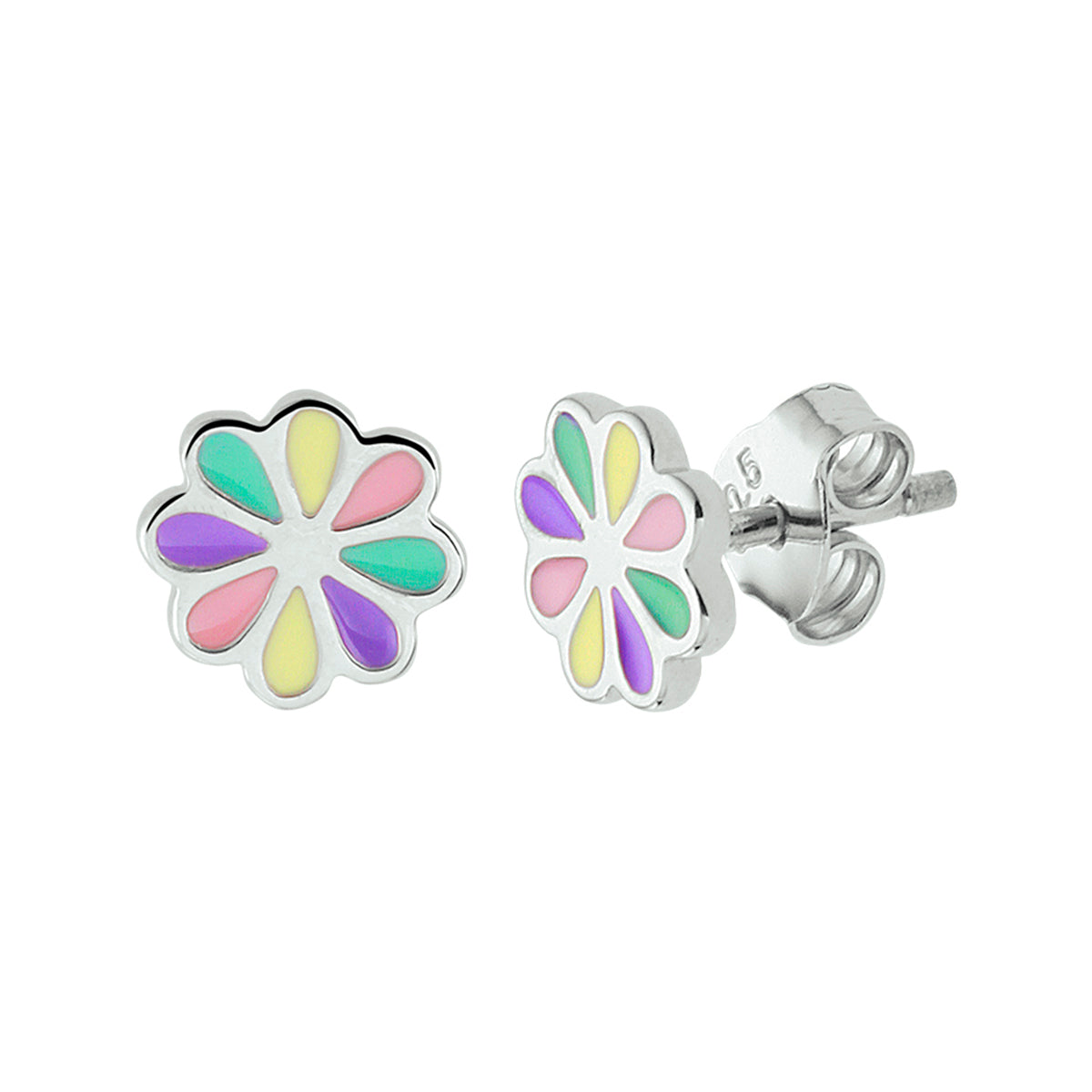 Ohrstecker Blume Emaille Silber rhodiniert