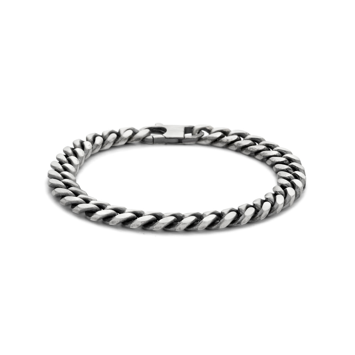armband oxi gourmette 6 zijdes geslepen 8,5 mm zilver geoxideerd