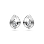 Ohrstecker Tropfen Zirkonia Poly/Silber matt rhodiniert