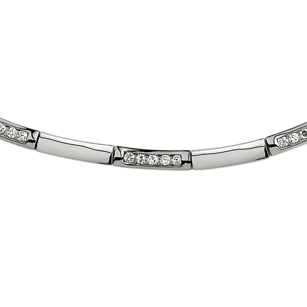 collier zirkonia 4,0 mm 42 + 3 cm zilver gerhodineerd
