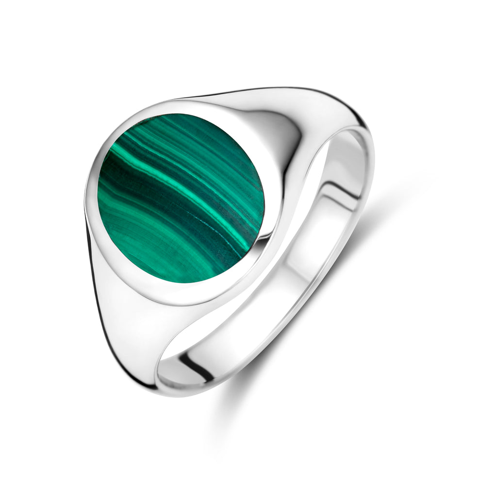 Ring Malachit rhodiniertes Silber