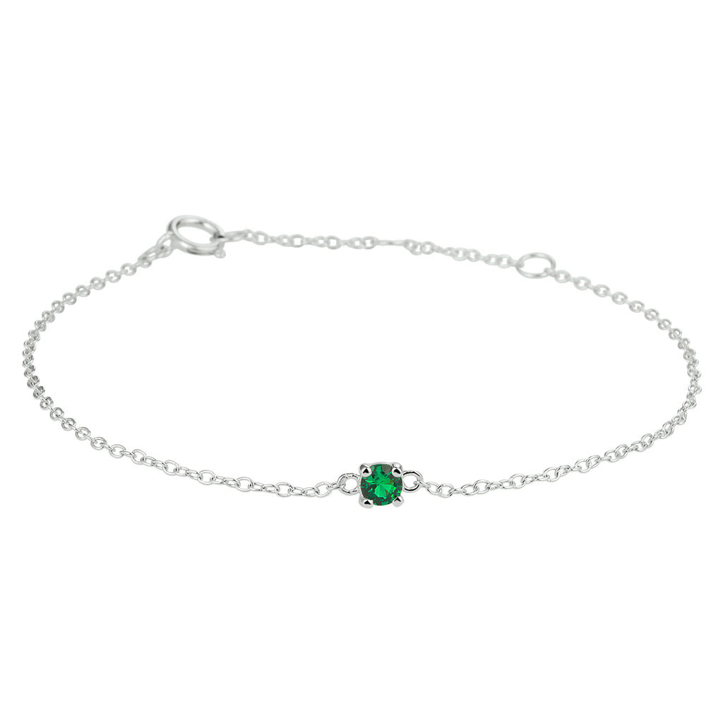 Armband synth. Nanogrün 15,5 - 17 - 18,5 cm Silber rhodiniert