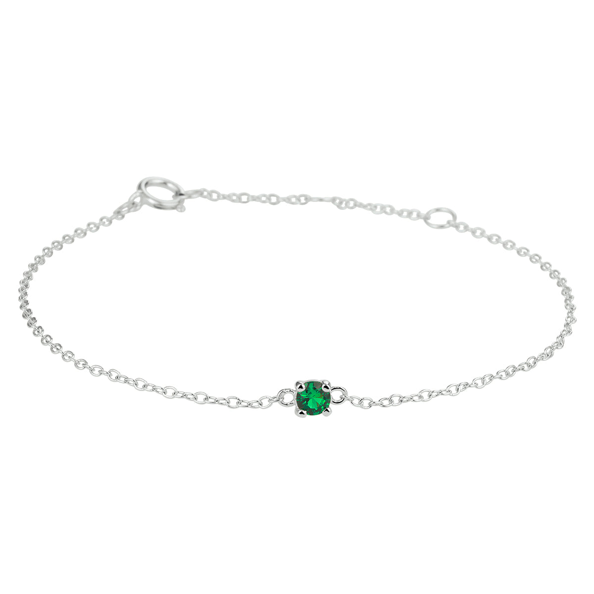 Armband synth. Nanogrün 15,5 - 17 - 18,5 cm Silber rhodiniert