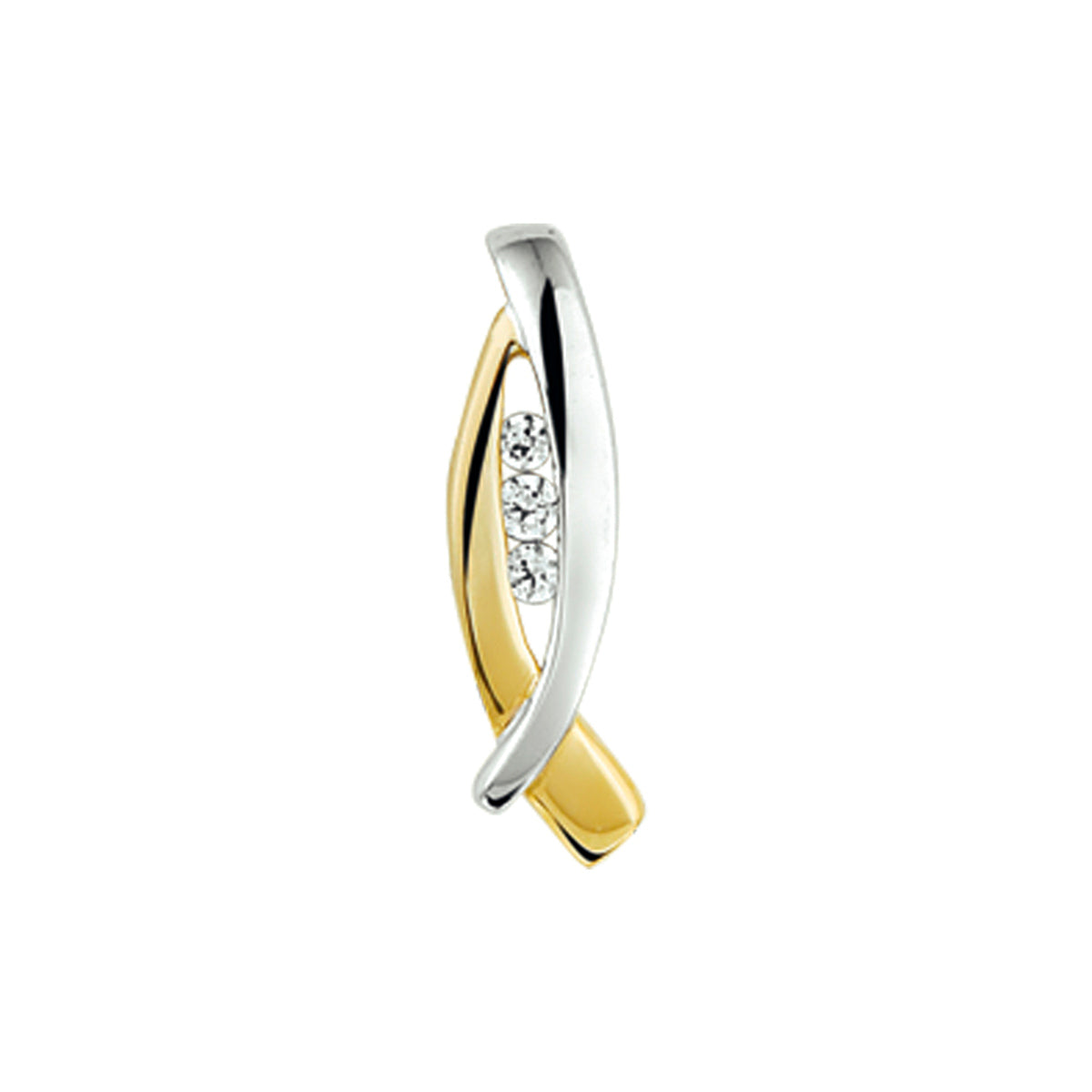 hanger zirkonia 14K bicolor goud geel/wit