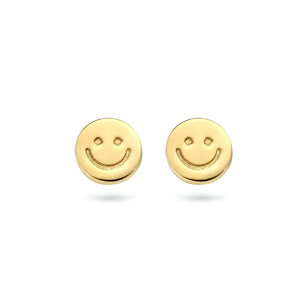 Ohrstecker Smiley 1 Mikron Silber vergoldet (gelb)