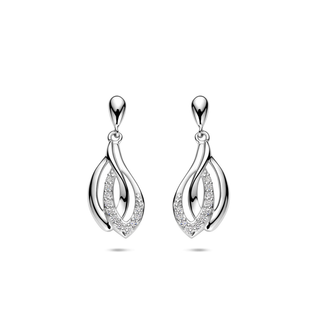 Ohrhänger Zirkonia 22 mm Silber rhodiniert