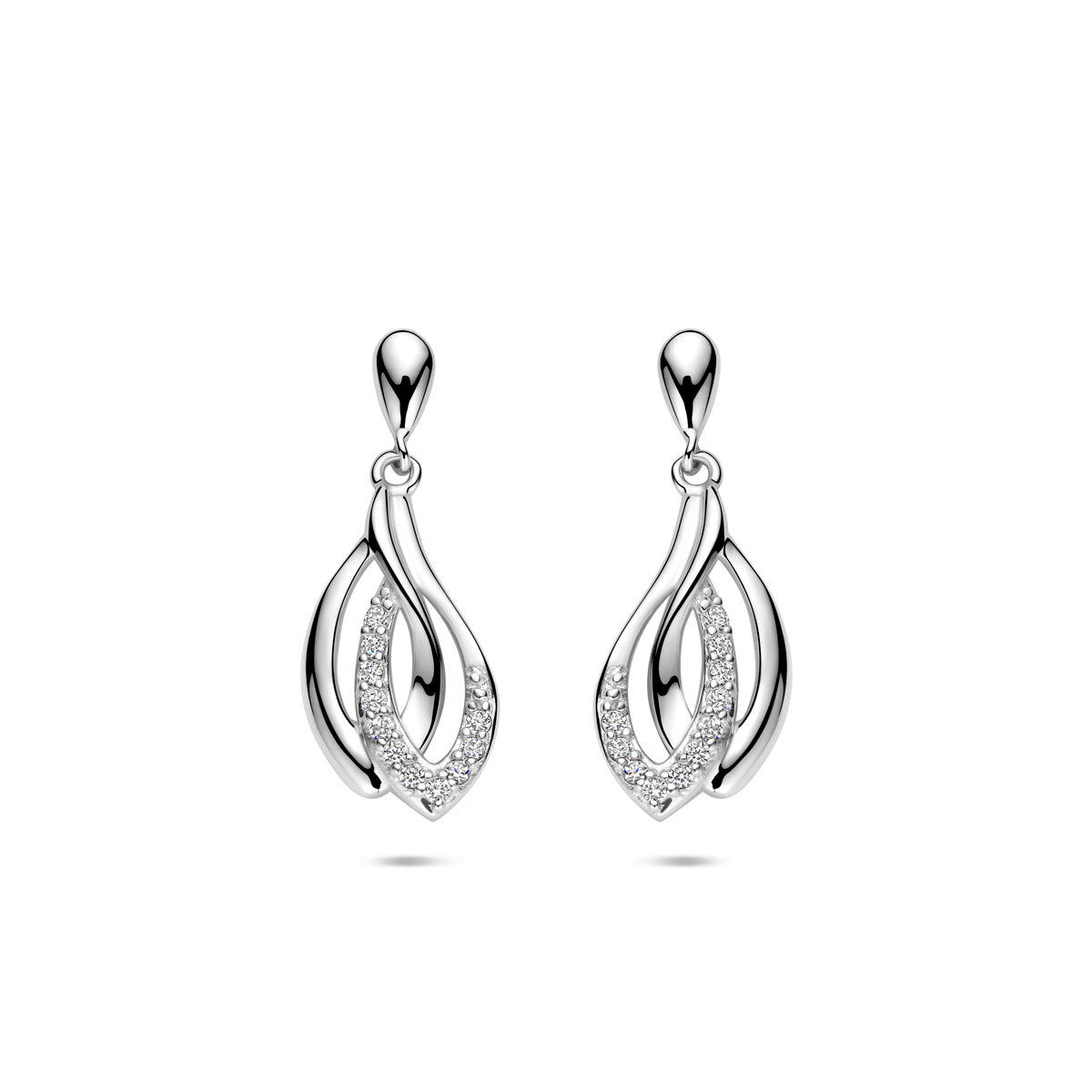 Ohrhänger Zirkonia 22 mm Silber rhodiniert