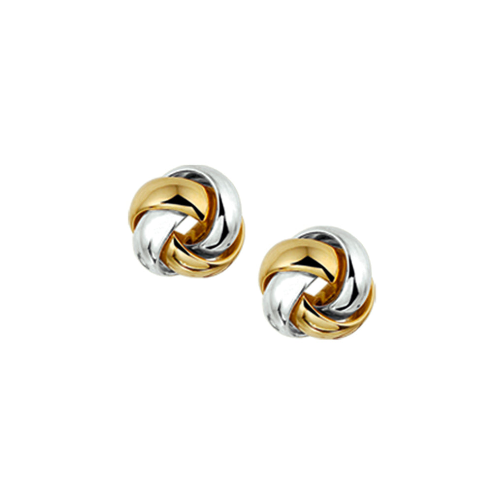Ohrstecker Knopf 14K Bicolor Gold gelb/weiß