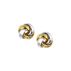 Ohrstecker Knopf 14K Bicolor Gold gelb/weiß