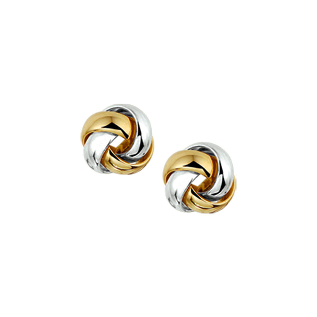 Ohrstecker Knopf 14K Bicolor Gold gelb/weiß