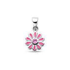 Anhänger Emaille Blume rosa Zirkonia 16 mm Silber rhodiniert