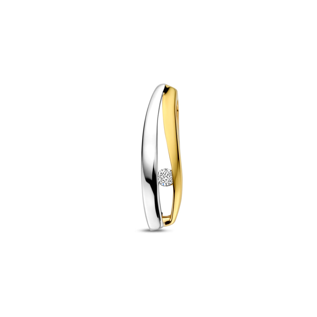 Anhänger Lab Grown Diamant 0,04ct f vs 18 mm 14K Bicolor Gold Gelb/Weiß