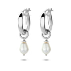oorringen parel 28 mm zilver gerhodineerd