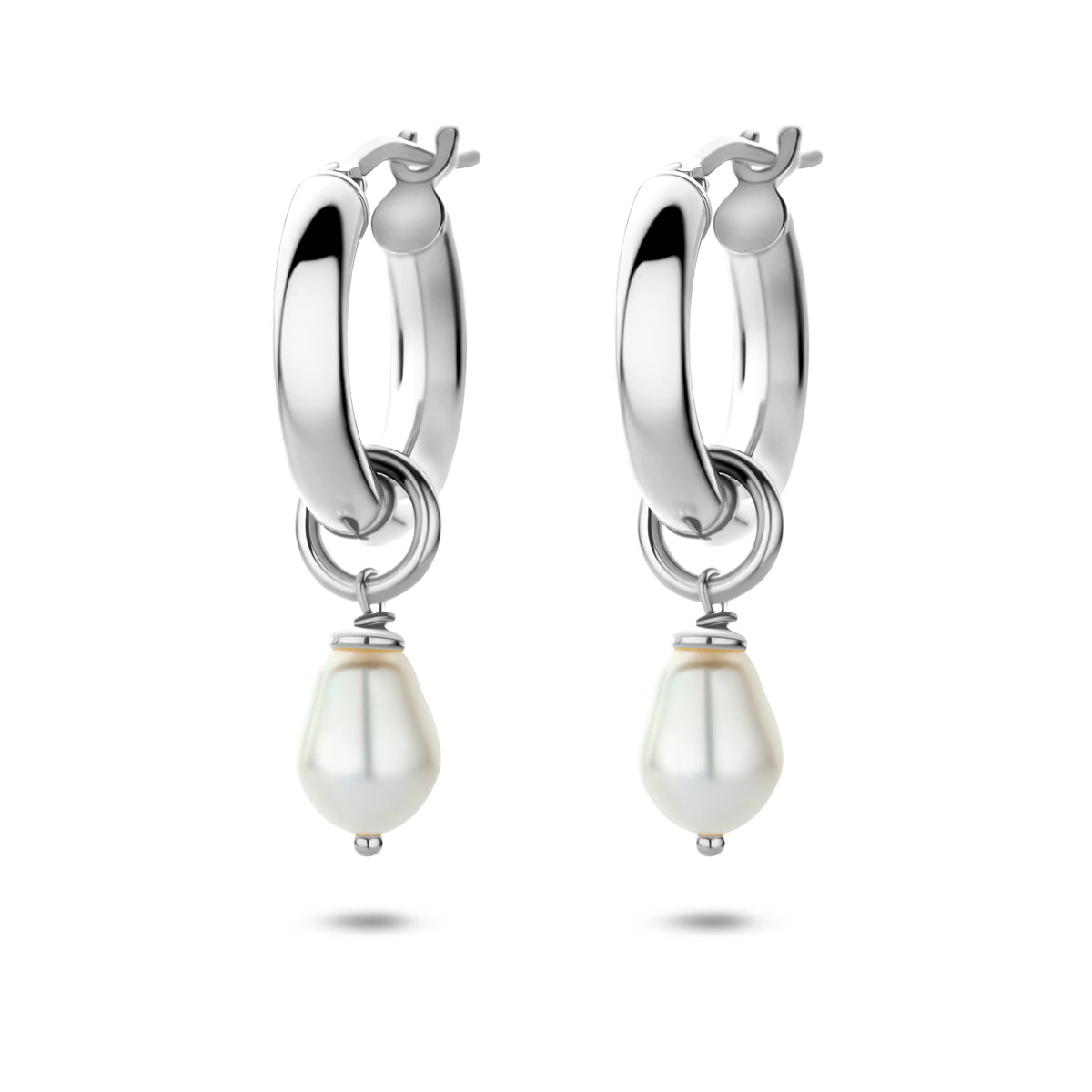oorringen parel 28 mm zilver gerhodineerd