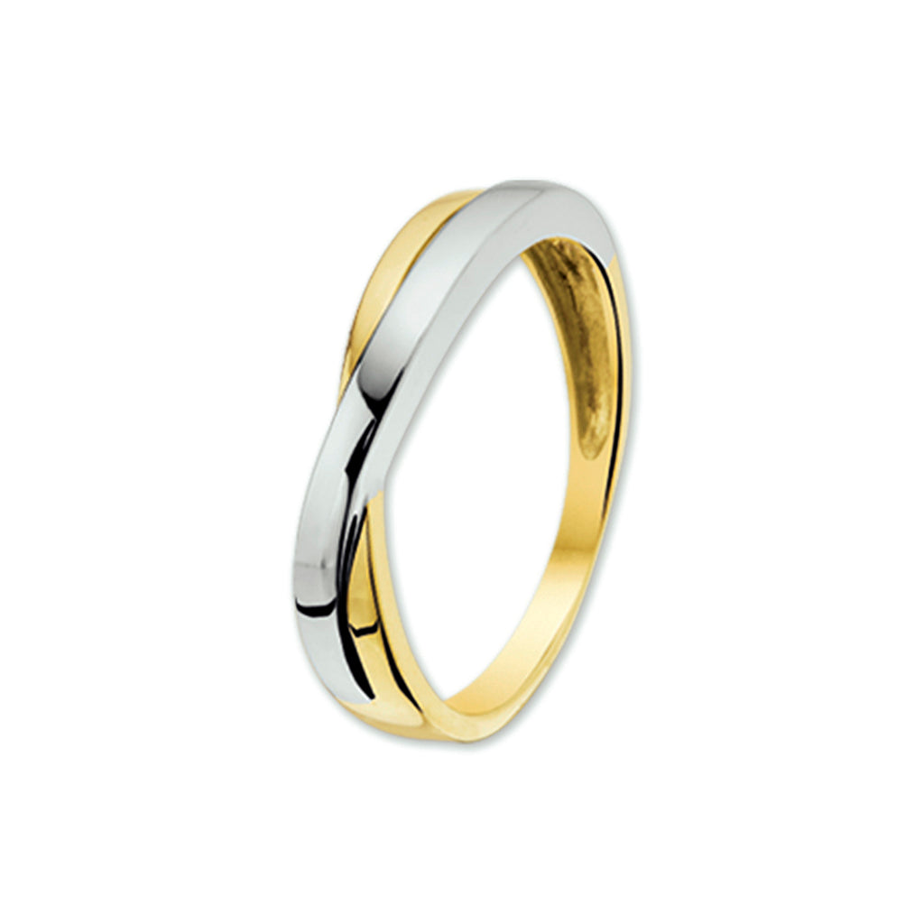ring 14K bicolor goud geel/wit
