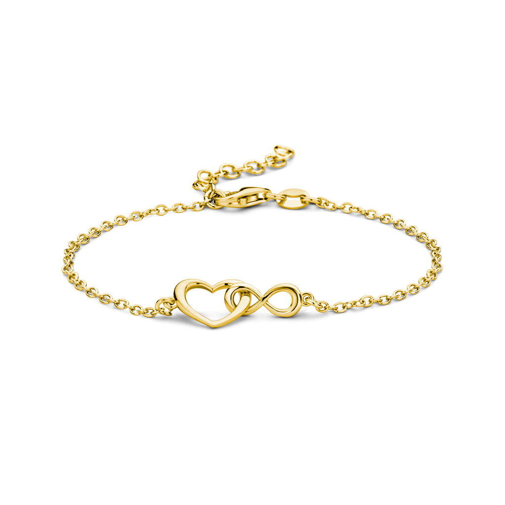 Armband Herz und Unendlichkeit 16 + 3 cm 3 Mikron Silber vergoldet (gelb)