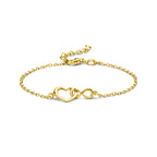 Armband Herz und Unendlichkeit 16 + 3 cm 3 Mikron Silber vergoldet (gelb)