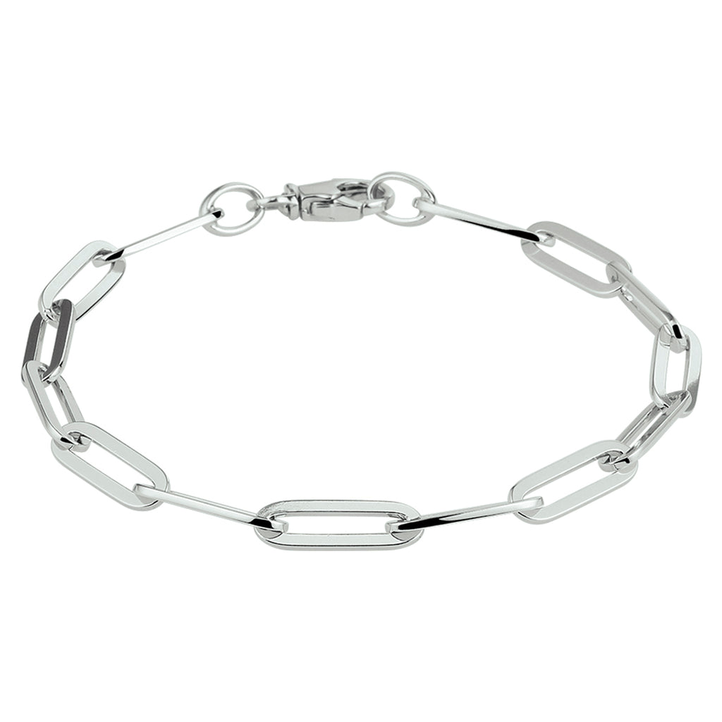 Armband Büroklammer Vierkantrohr 5,0 mm 19 cm Silber rhodiniert
