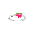 ring aardbei emaille zilver gerhodineerd