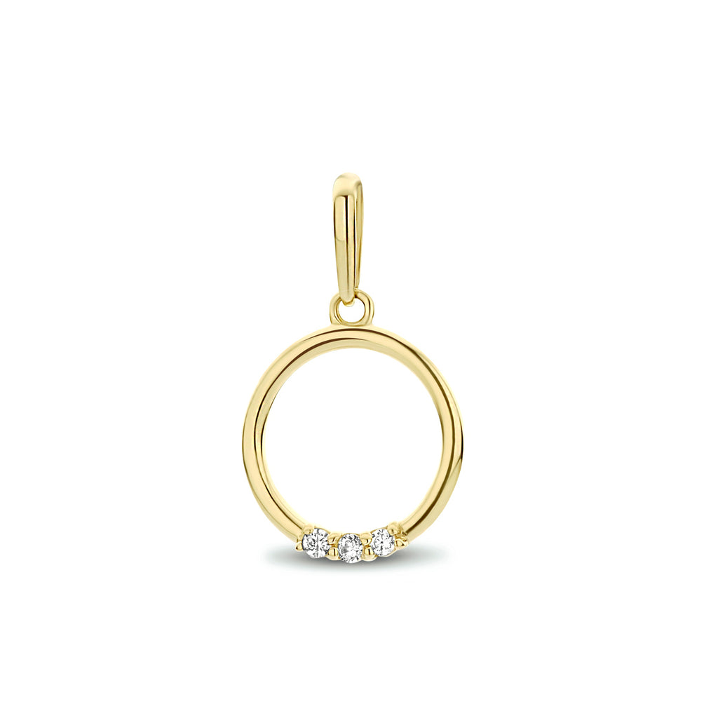 hanger rond zirkonia 17 mm 14K geelgoud